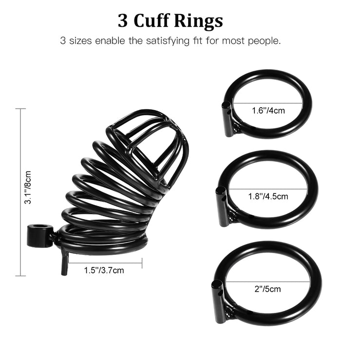 Male Chastity Cage Lightweight Cock Cage Device Sex Toys for Man with 3  Sizes Rings and Invisible Lock-Medium Size