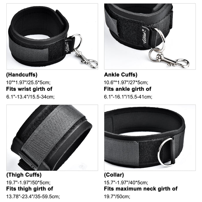 10 Pc. BDSM Bondage Set Beginners Bondage Kit Wrist Ancle Cuffs