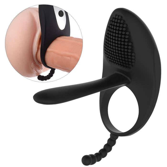 Vibrating Cock Ring with Tongue Clitoral Stimulator